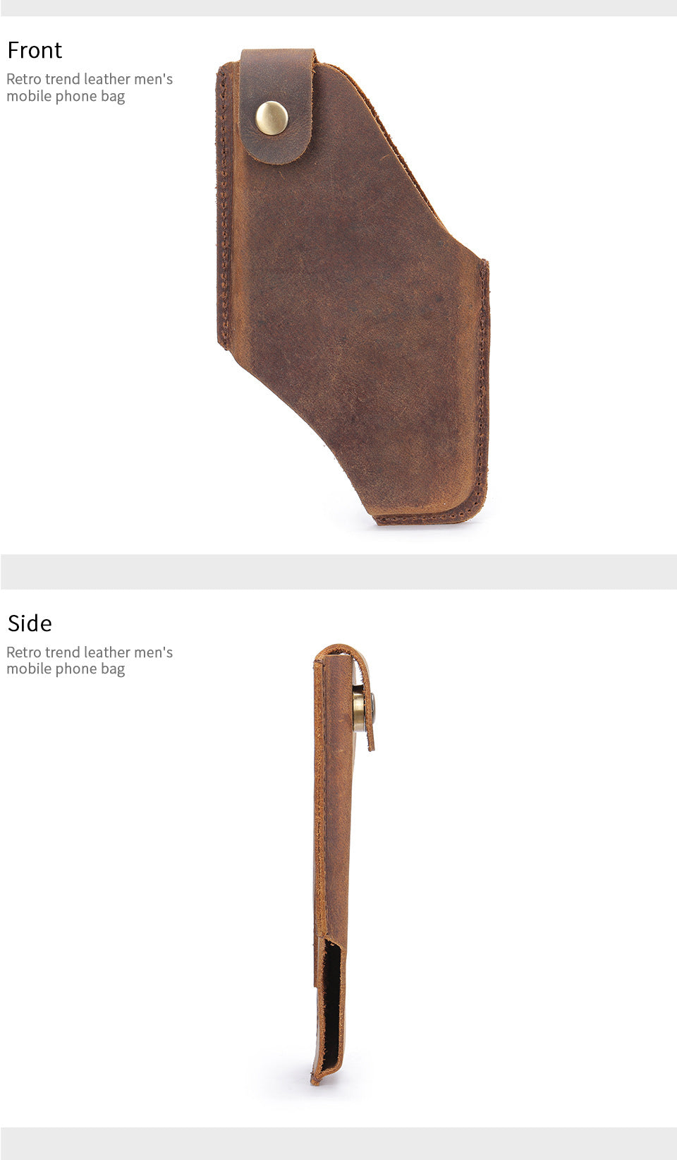 Crazy Horse Leather Simple Stereotypical Wear Belt Cell Phone Bag