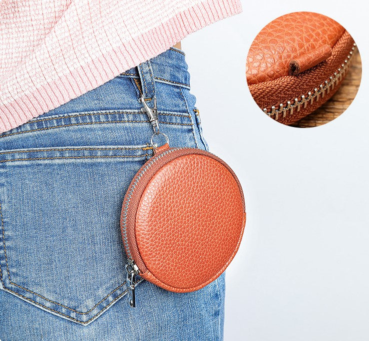 Genuine Leather Clutch Zipper Small Wallet Key Holder Coin Coin Bag Mini Storage Bag