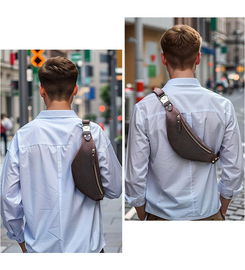 Head Layer Cowhide Hundred Casual Crossbody Bag