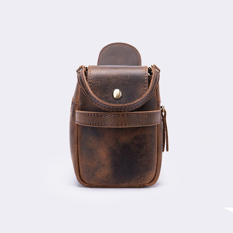 Vintage Cowhide Genuine Leather Large Capacity Wash Bag Clutch Bag