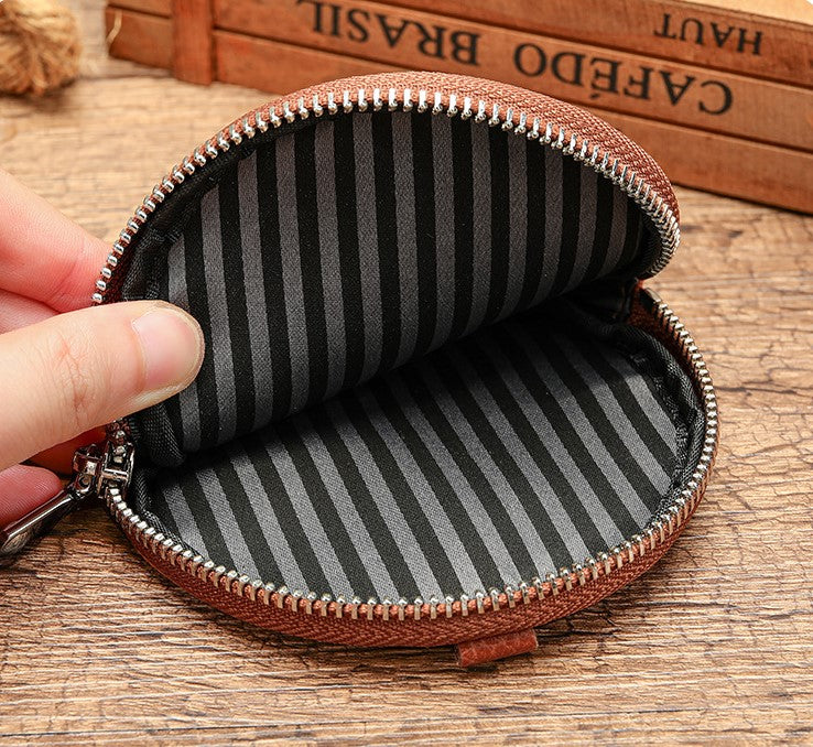 Genuine Leather Clutch Zipper Small Wallet Key Holder Coin Coin Bag Mini Storage Bag