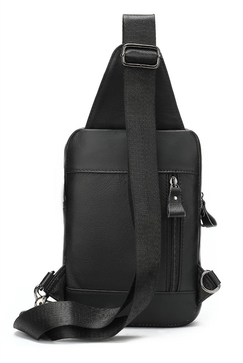 Men's Leather Chest Bag Retro Head Layer Cowhide Shoulder Large Capacity Fashion Crossbody Bag