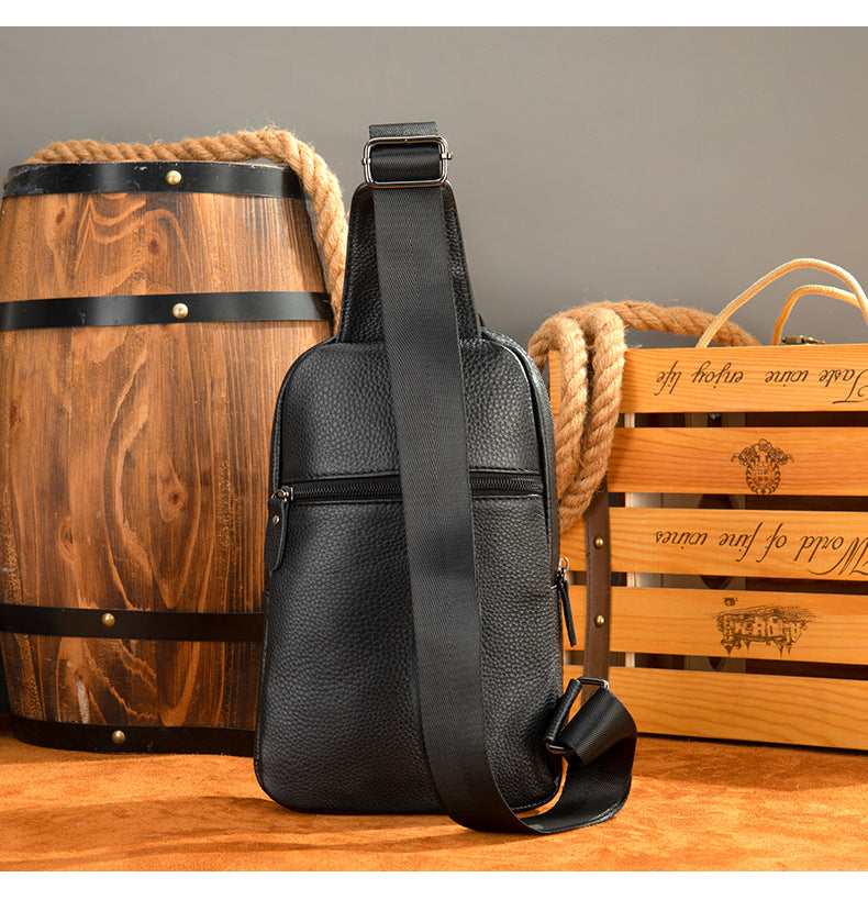 Crocodile Grain Genuine Leather Men's Cowhide Crossbody Chest Bag