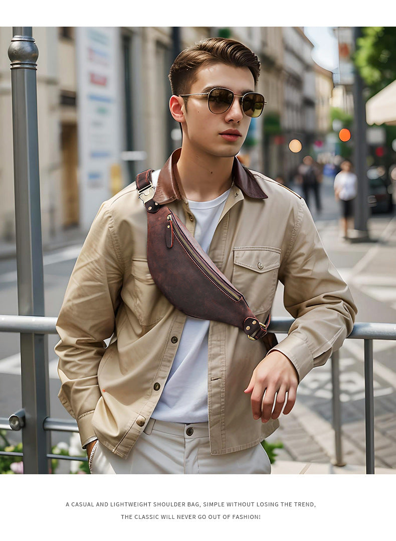 Head Layer Cowhide Hundred Casual Crossbody Bag