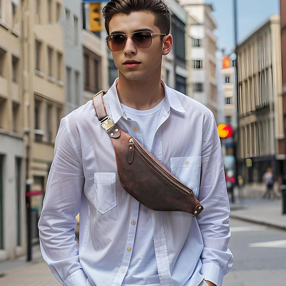 Head Layer Cowhide Hundred Casual Crossbody Bag