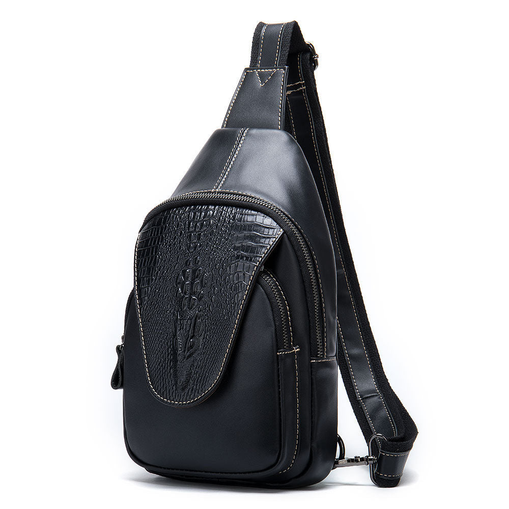 Vintage Crocodile Pattern High Quality Leather Waterproof Crossbody Bag Chest Bag
