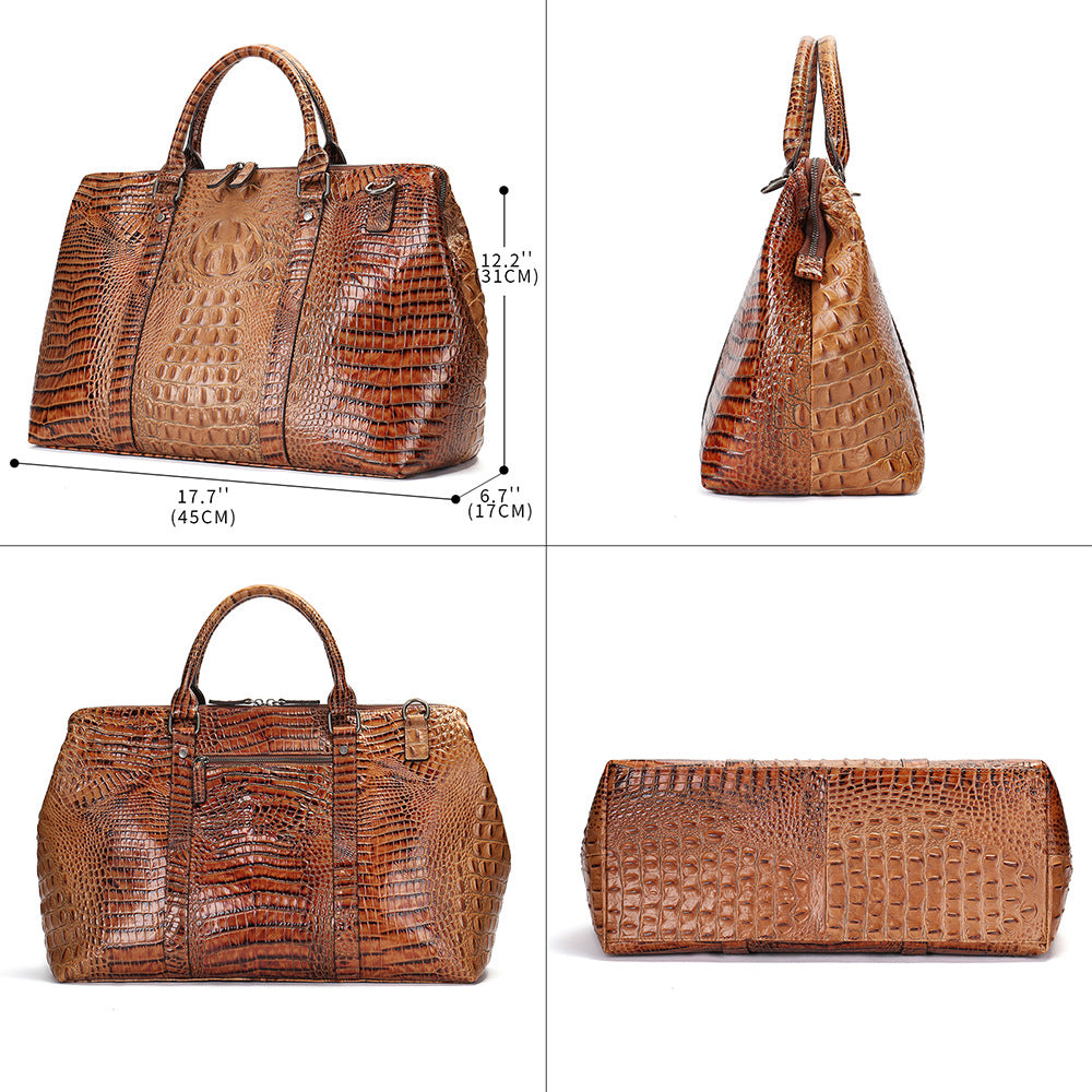 2023 New Crocodile Genuine Cowhide Leather Tote Travel Bag
