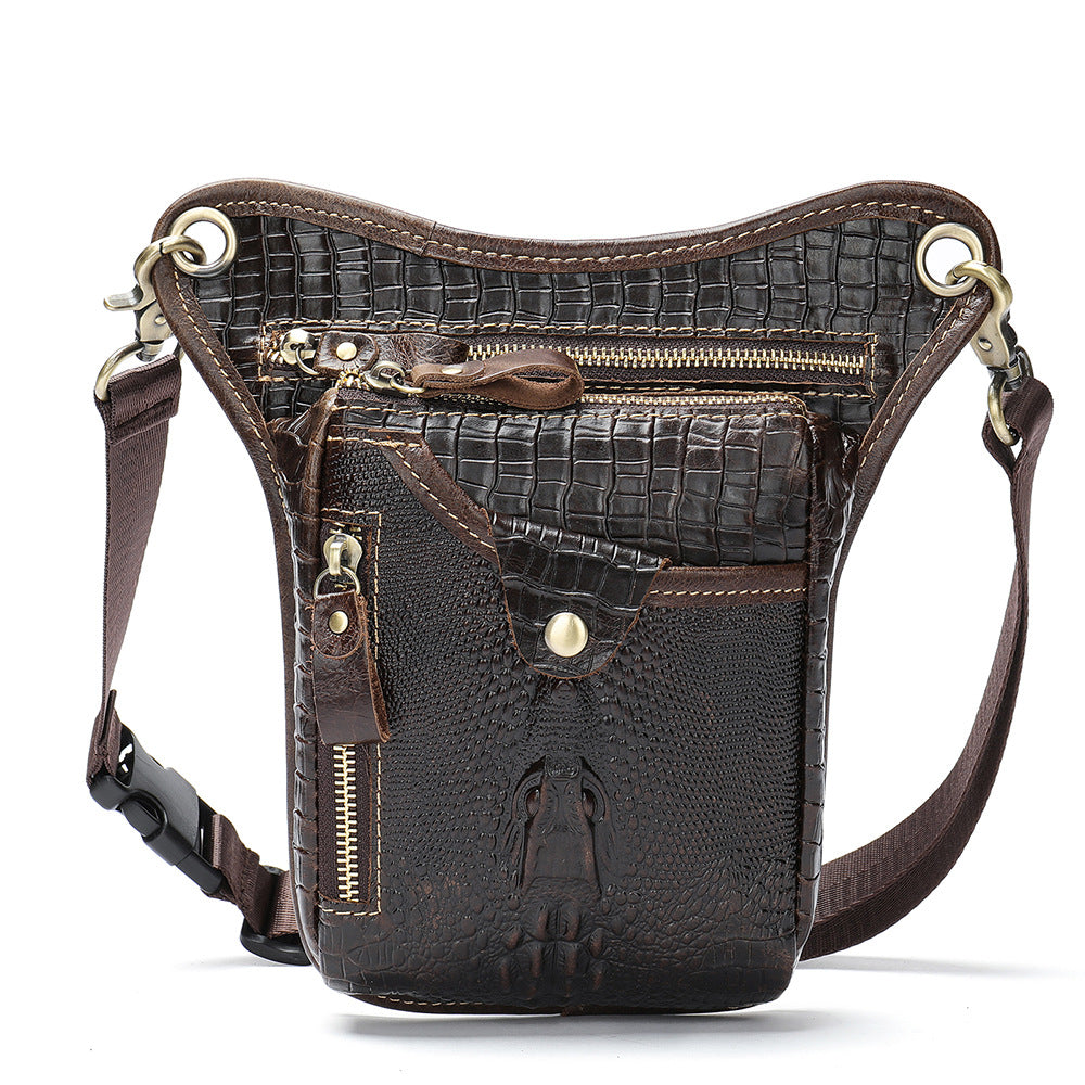 Cowboy Leather Outdoor Sports Motorcycle Riding Crocodile Pattern Waist Bag