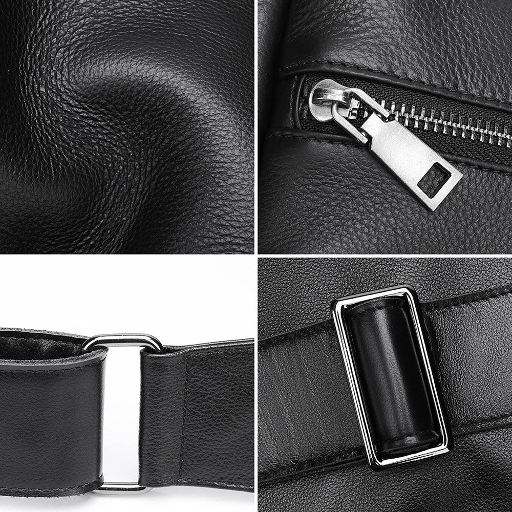 Head Layer Cowhide Light Luxury Simple Large Capacity Diagonal Cross Bag Leather Street Cell Phone Camera Cross Bag