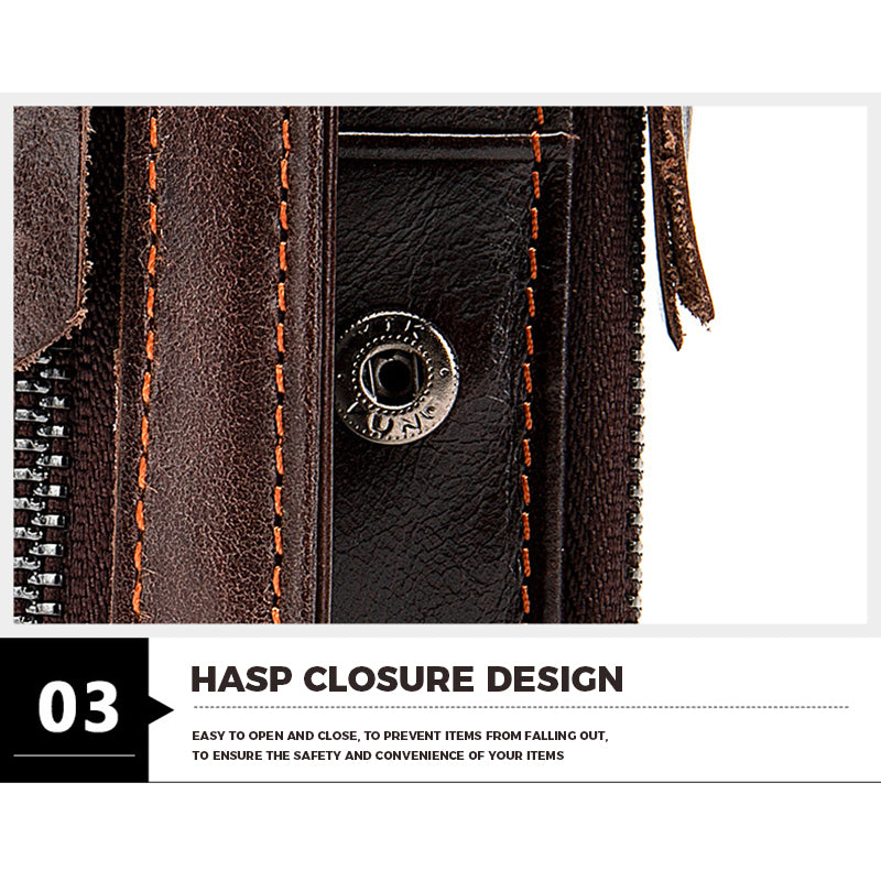 Genuine Leather Vertical Wallet Men's Head Layer Cowhide Short Money Clip