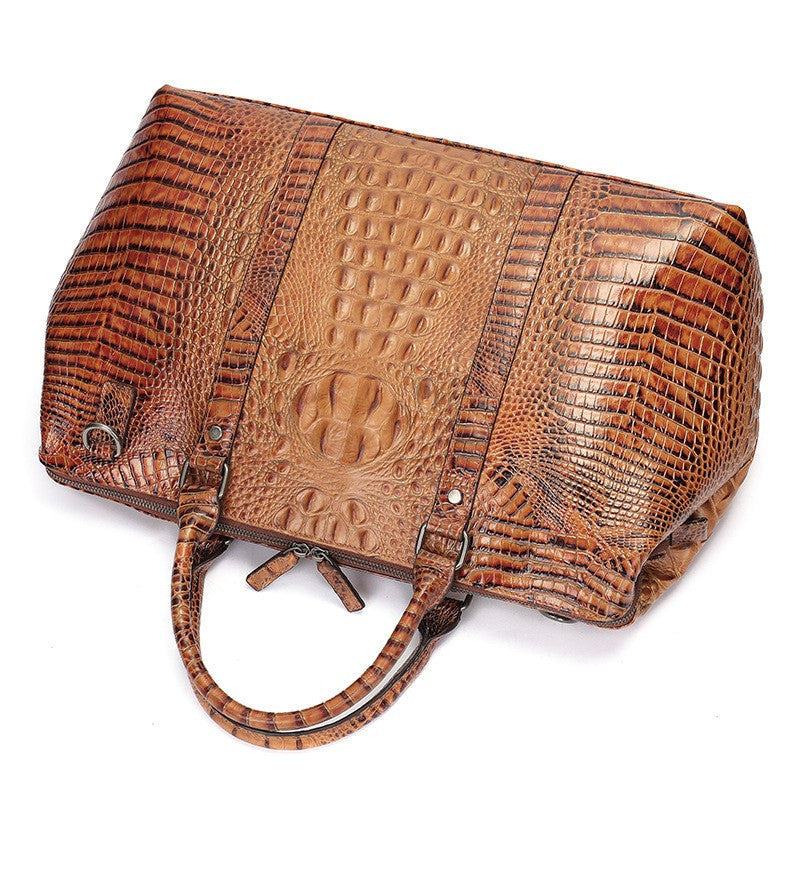 2023 New Crocodile Genuine Cowhide Leather Tote Travel Bag