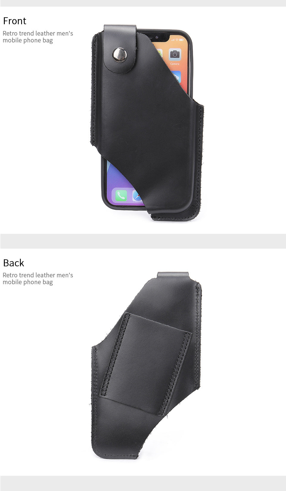 Crazy Horse Leather Simple Stereotypical Wear Belt Cell Phone Bag