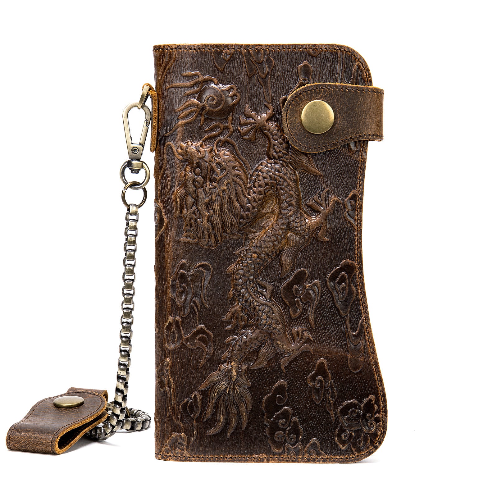 Limited Edition Crazy Horse Leather Vintage Genuine Leather Chain Anti-theft Long Wallet