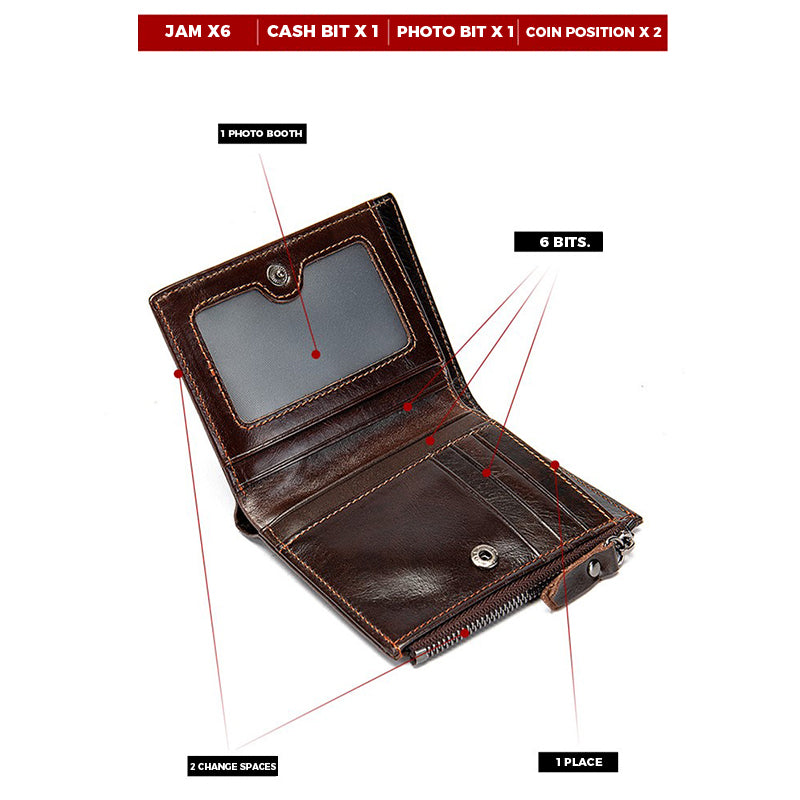 Genuine Leather Vertical Wallet Men's Head Layer Cowhide Short Money Clip