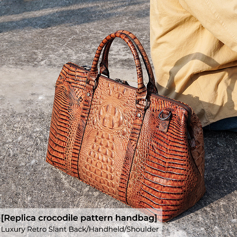 2023 New Crocodile Genuine Cowhide Leather Tote Travel Bag