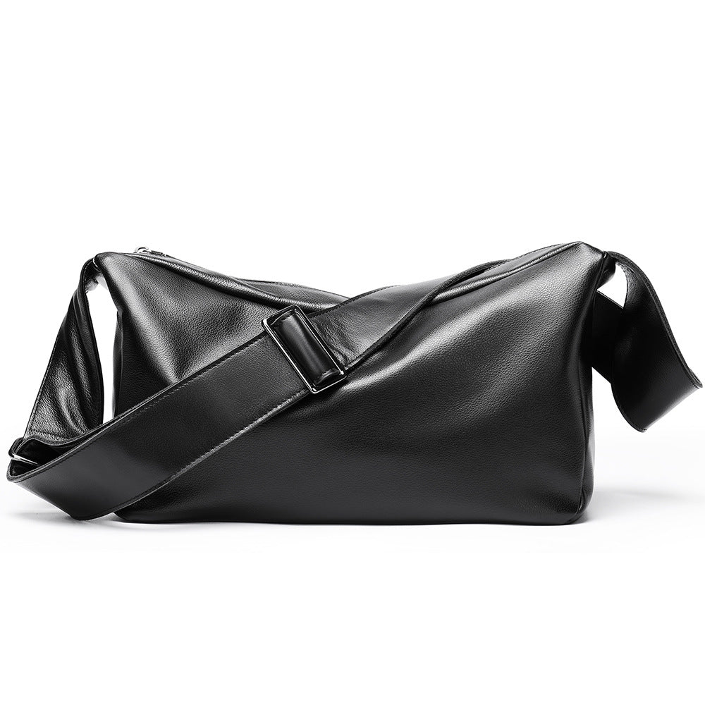 Head Layer Cowhide Light Luxury Simple Large Capacity Diagonal Cross Bag Leather Street Cell Phone Camera Cross Bag