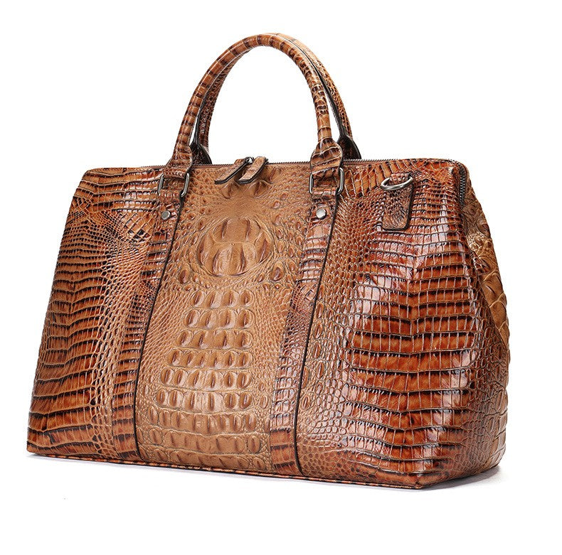 2023 New Crocodile Genuine Cowhide Leather Tote Travel Bag