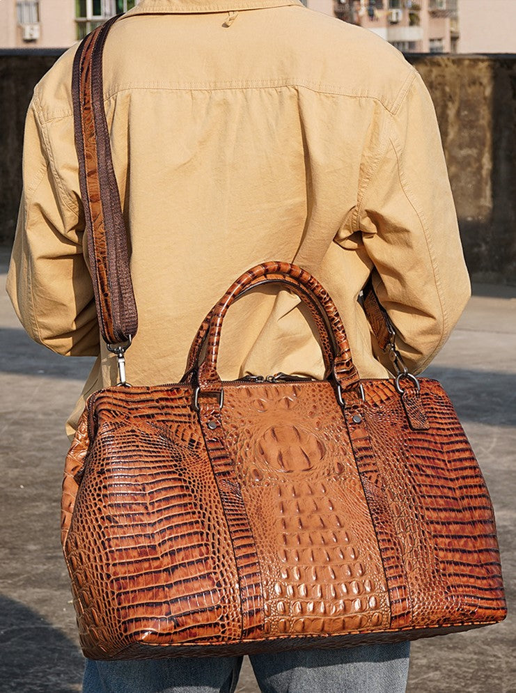 2023 New Crocodile Genuine Cowhide Leather Tote Travel Bag