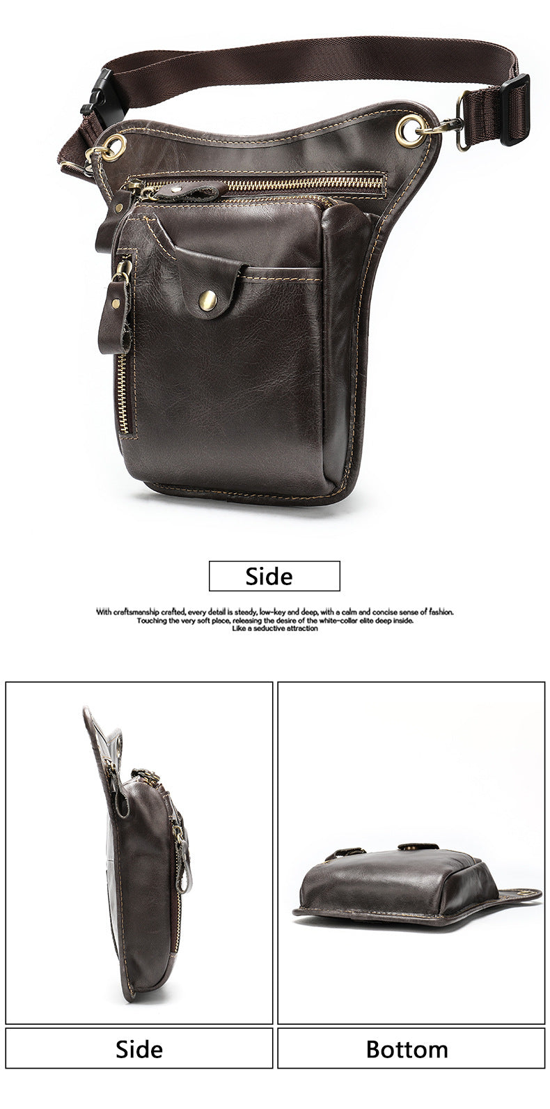 Cowboy Leather Outdoor Sports Motorcycle Riding Waist Bag