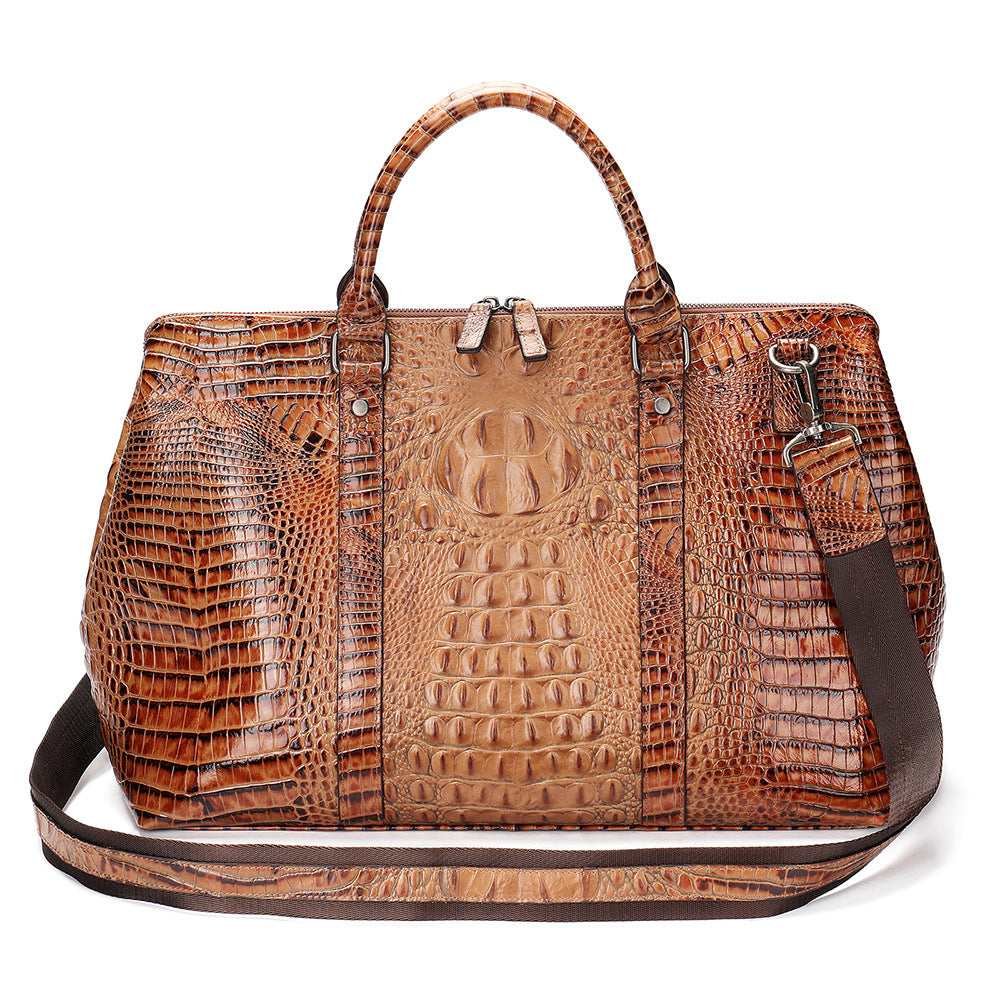 2023 New Crocodile Genuine Cowhide Leather Tote Travel Bag