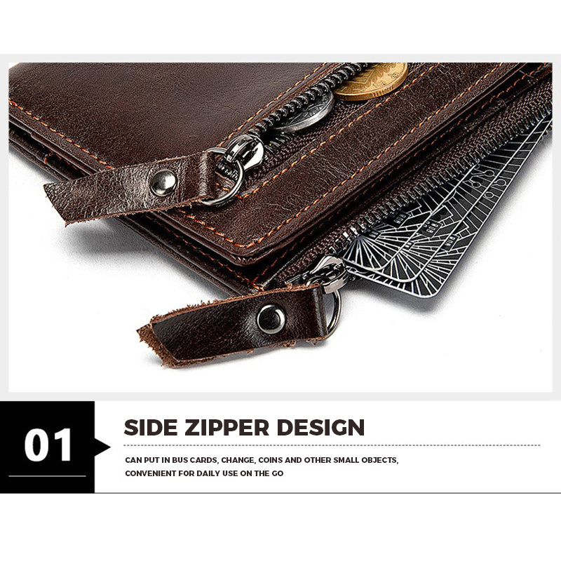 Genuine Leather Vertical Wallet Men's Head Layer Cowhide Short Money Clip