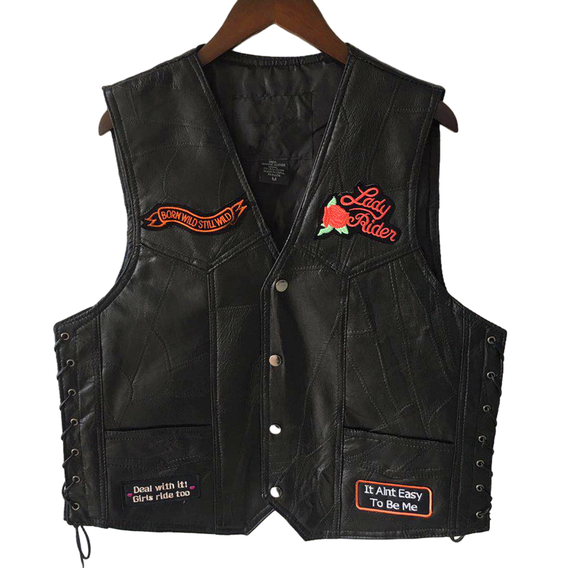 Rose Super Cool Embroidered Badge Biker Riding Vest