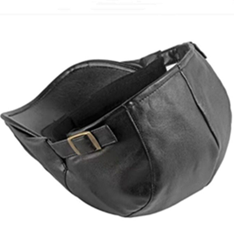 Men's Navy Blue PU Leather Classic Newsboy Cap Luc. 43