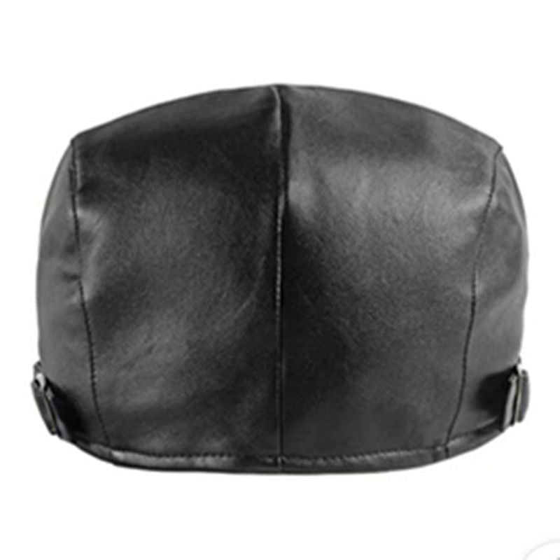 Men's Navy Blue PU Leather Classic Newsboy Cap Luc. 43