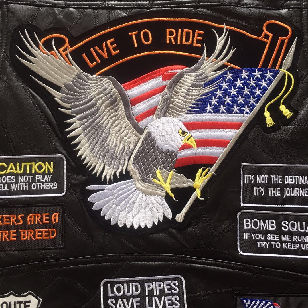 Eagle6 Super Cool Embroidered Badge Biker Riding Vest