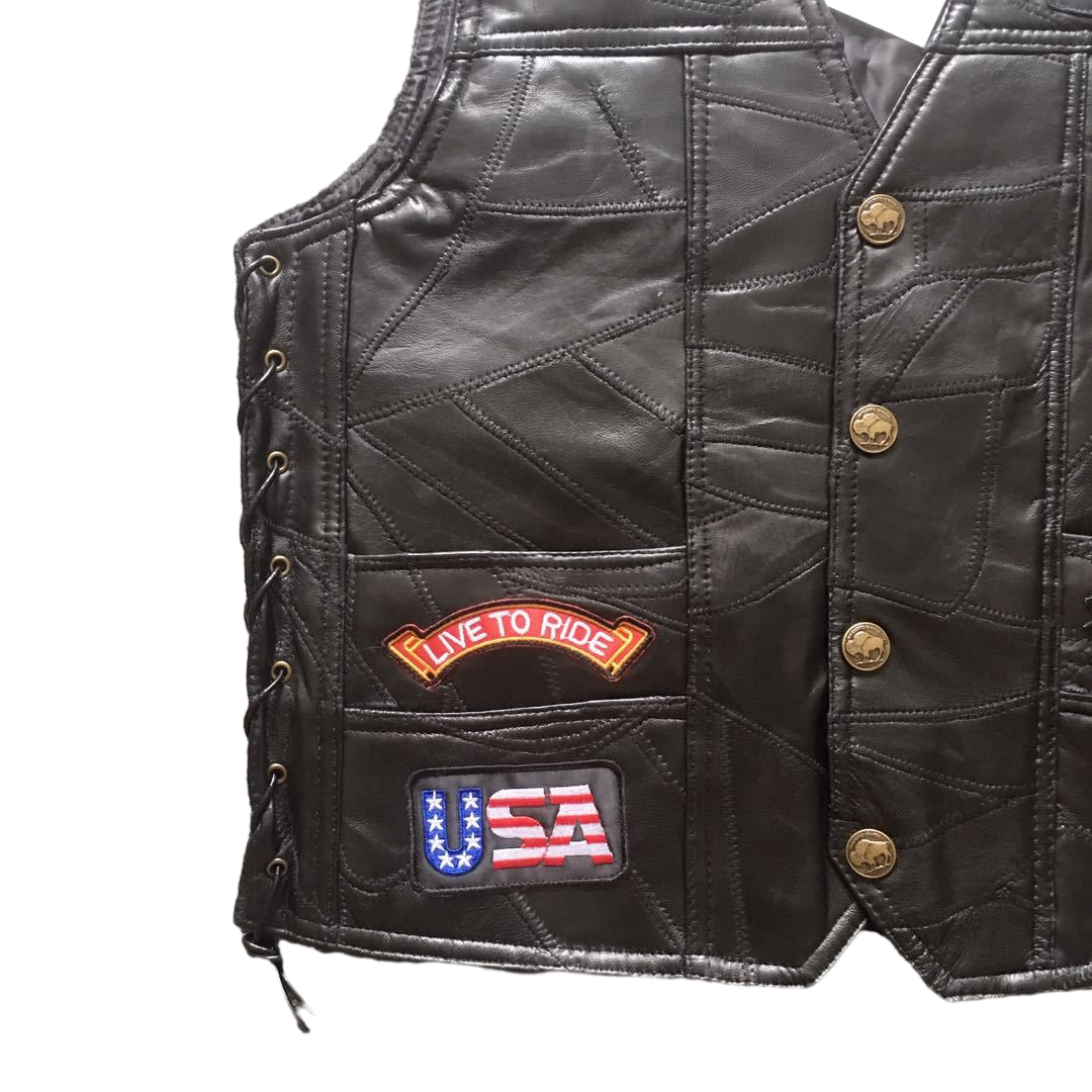 Eagle Super Cool Embroidered Badge Biker Riding Vest