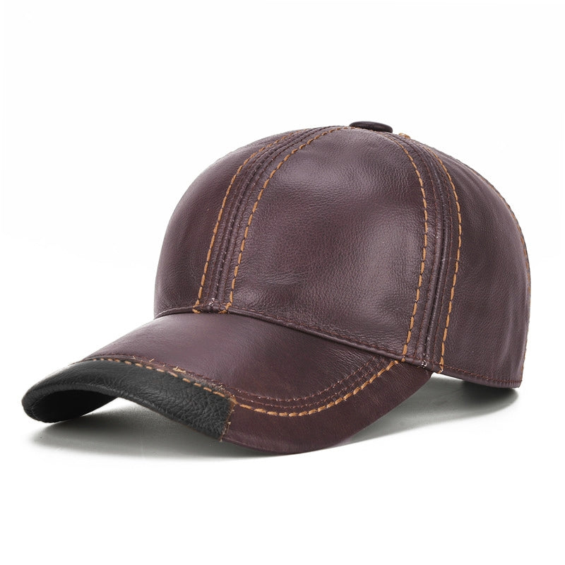 Autumn and Winter Casual Head Layer Cowhide Cap Baseball Cap