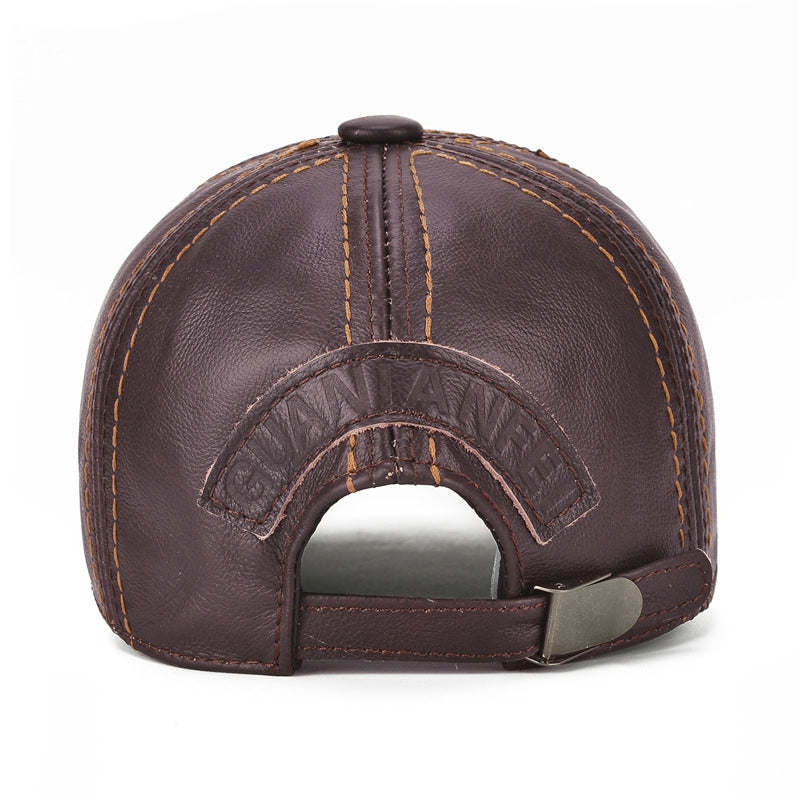 Autumn and Winter Casual Head Layer Cowhide Cap Baseball Cap