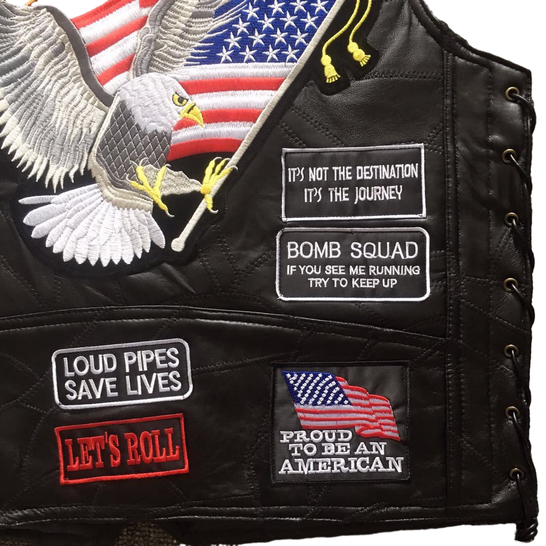 Eagle Super Cool Embroidered Badge Biker Riding Vest