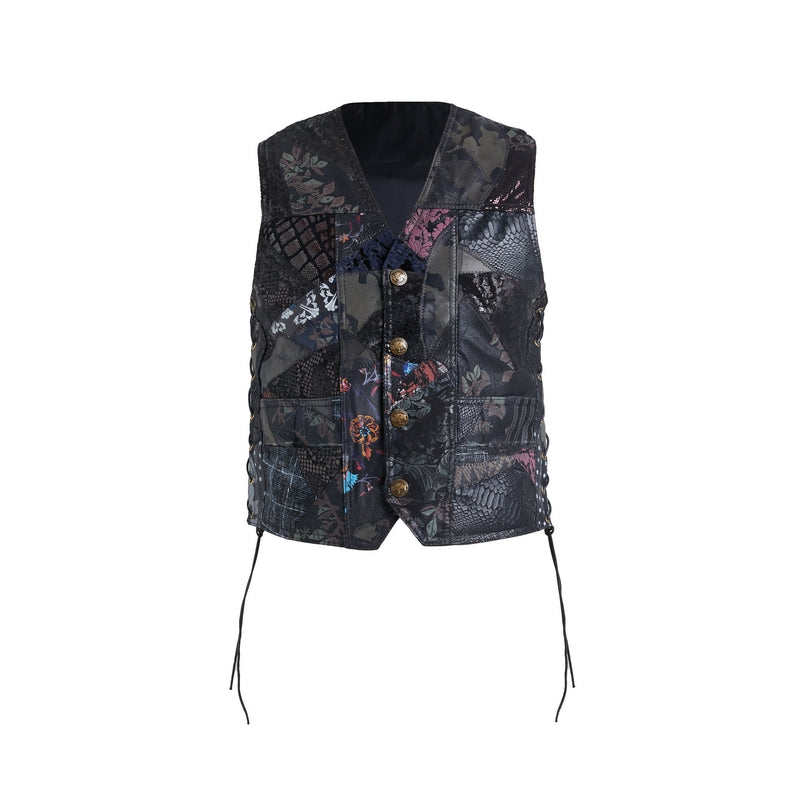 Multi-colored Flower Super Cool Embroidered Badge Biker Riding Vest