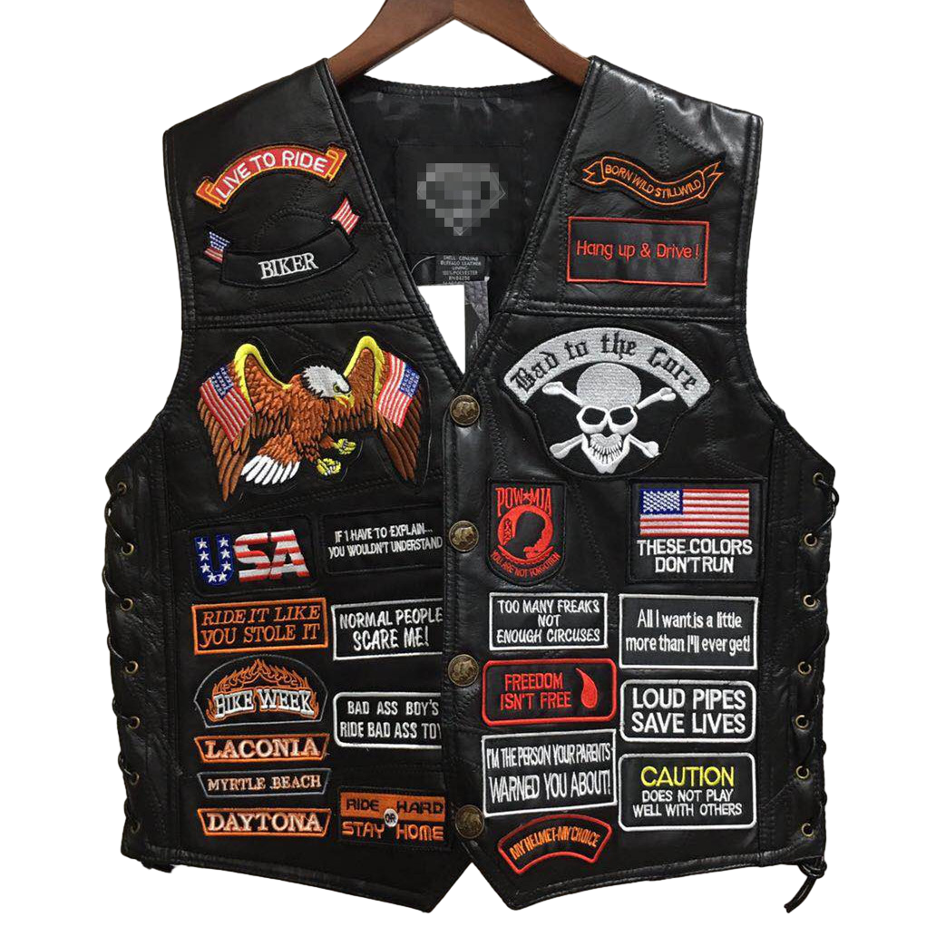 Eagle and Skull Super Cool Embroidered Badge Biker Riding Vest