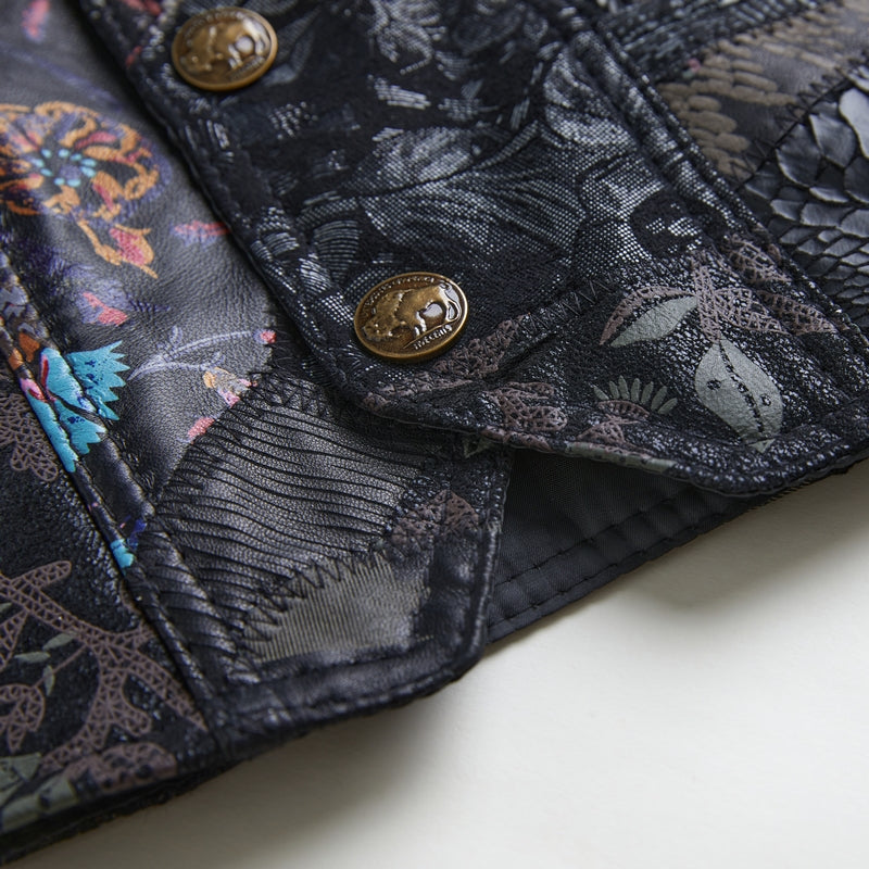 Multi-colored Flower Super Cool Embroidered Badge Biker Riding Vest