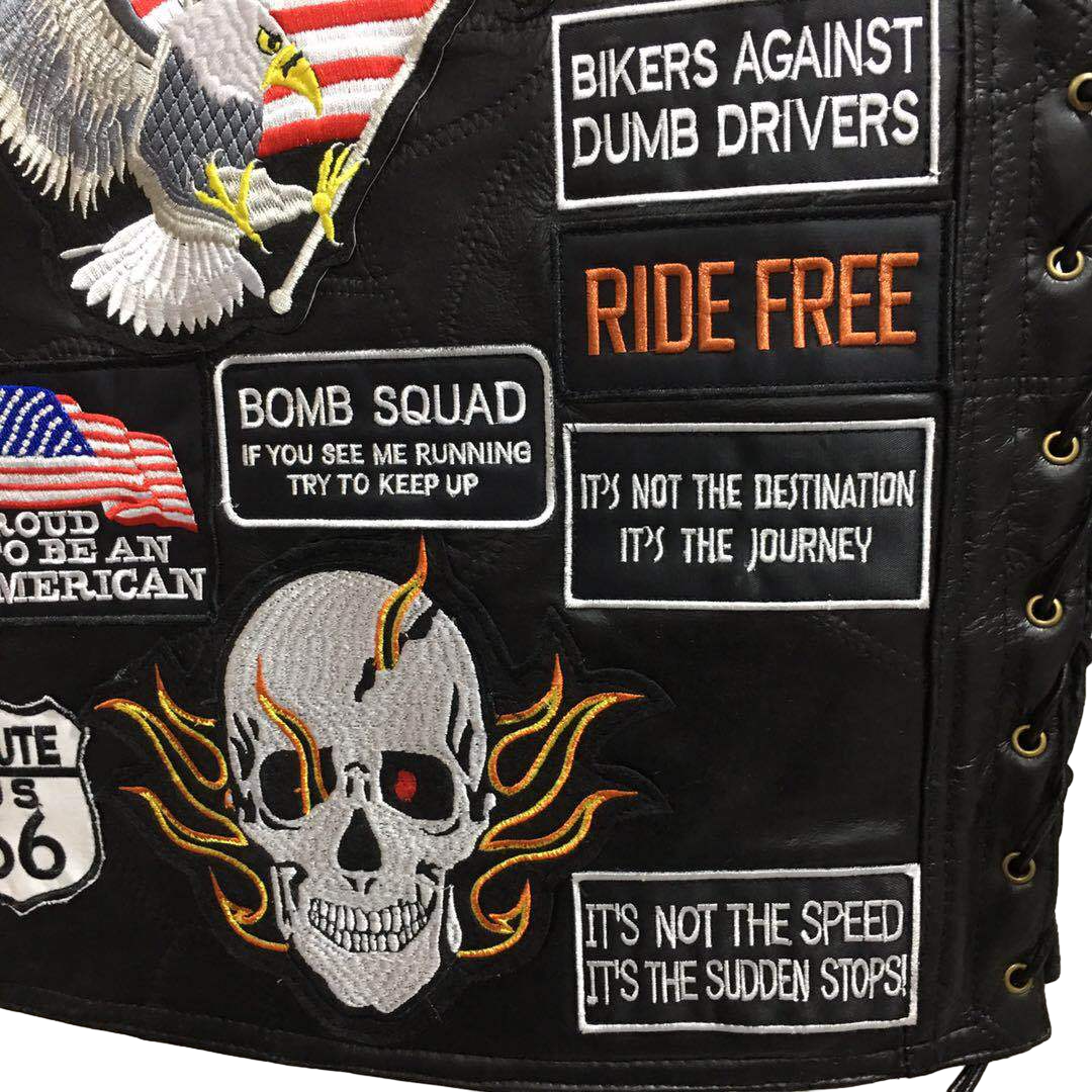 Eagle and Skull Super Cool Embroidered Badge Biker Riding Vest