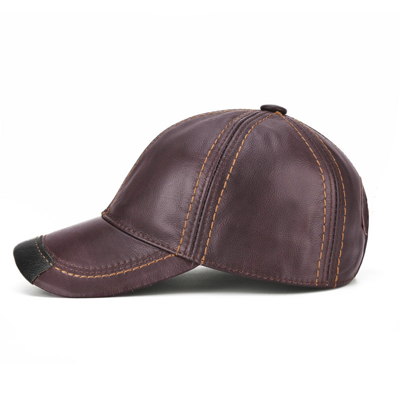 Autumn and Winter Casual Head Layer Cowhide Cap Baseball Cap