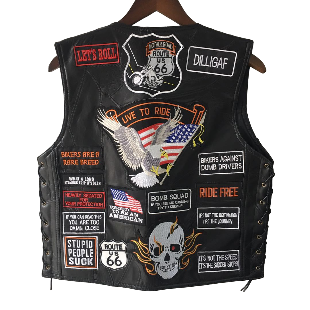 Eagle6 Super Cool Embroidered Badge Biker Riding Vest