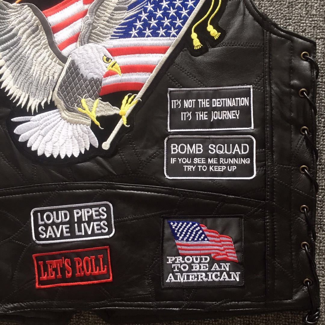 Eagle Super Cool Embroidered Badge Biker Riding Vest