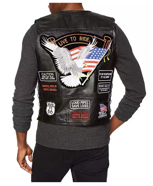 Eagle Super Cool Embroidered Badge Biker Riding Vest