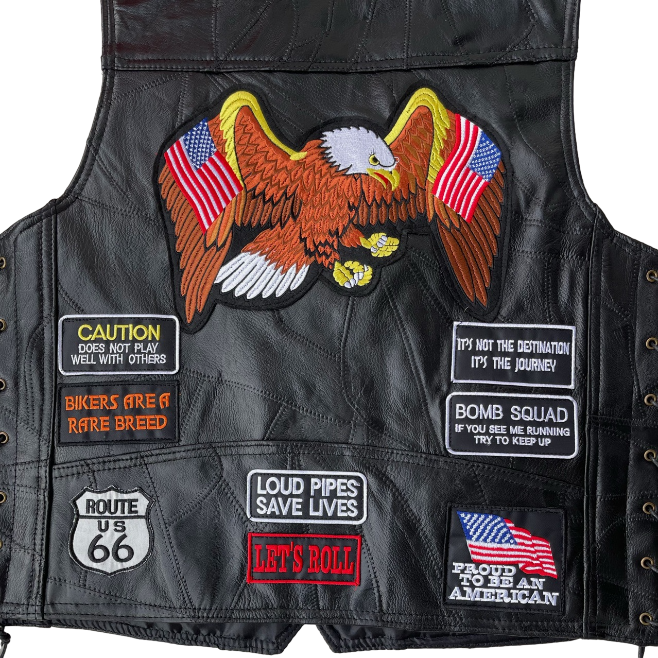 Eagle2 Super Cool Embroidered Badge Biker Riding Vest
