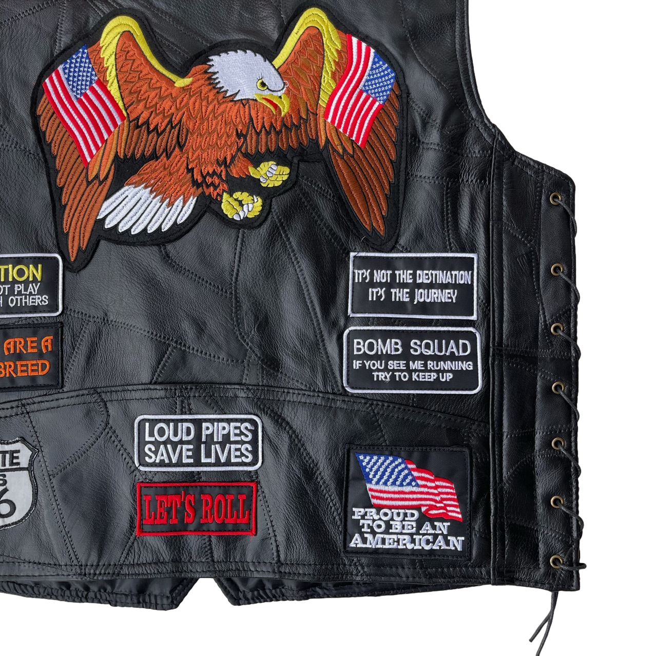 Eagle2 Super Cool Embroidered Badge Biker Riding Vest