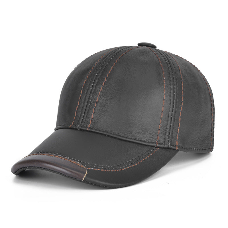 Autumn and Winter Casual Head Layer Cowhide Cap Baseball Cap