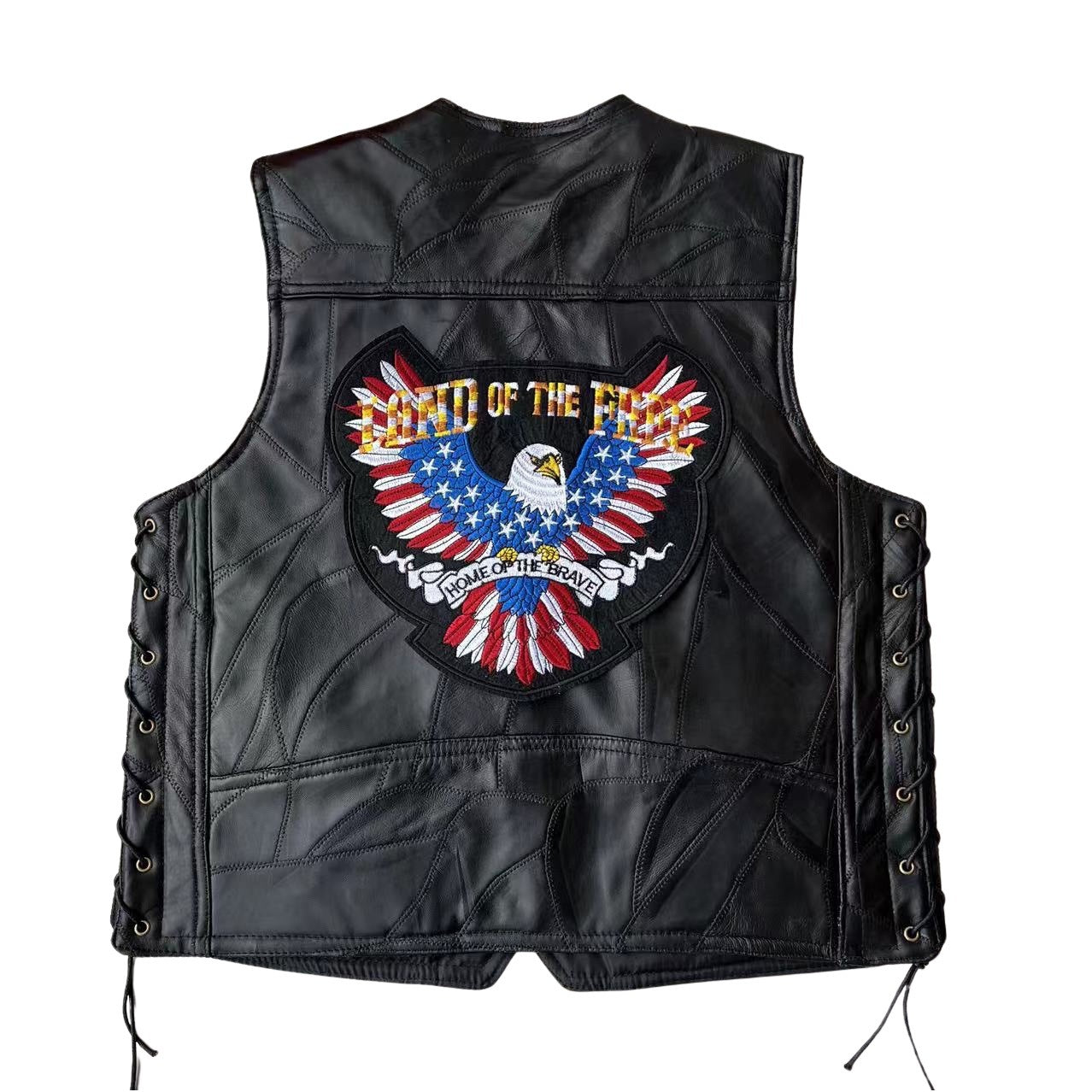 Flag Eagle Super Cool Embroidered Badge Biker Riding Vest
