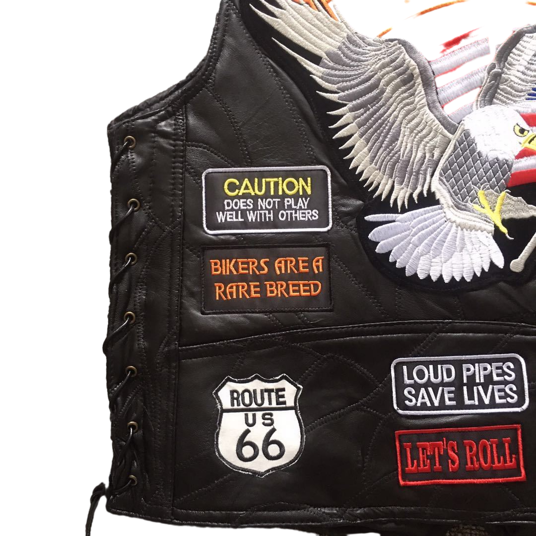 Eagle Super Cool Embroidered Badge Biker Riding Vest