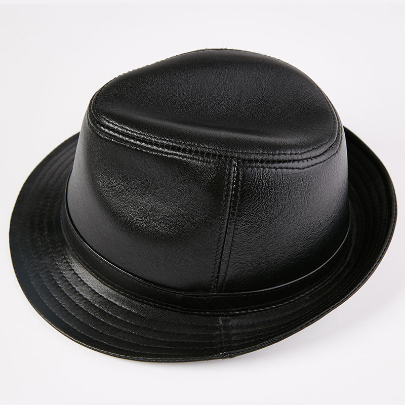 Genuine Sheepskin Autumn and Winter Vintage Gentleman Flat Top Bowler Hat