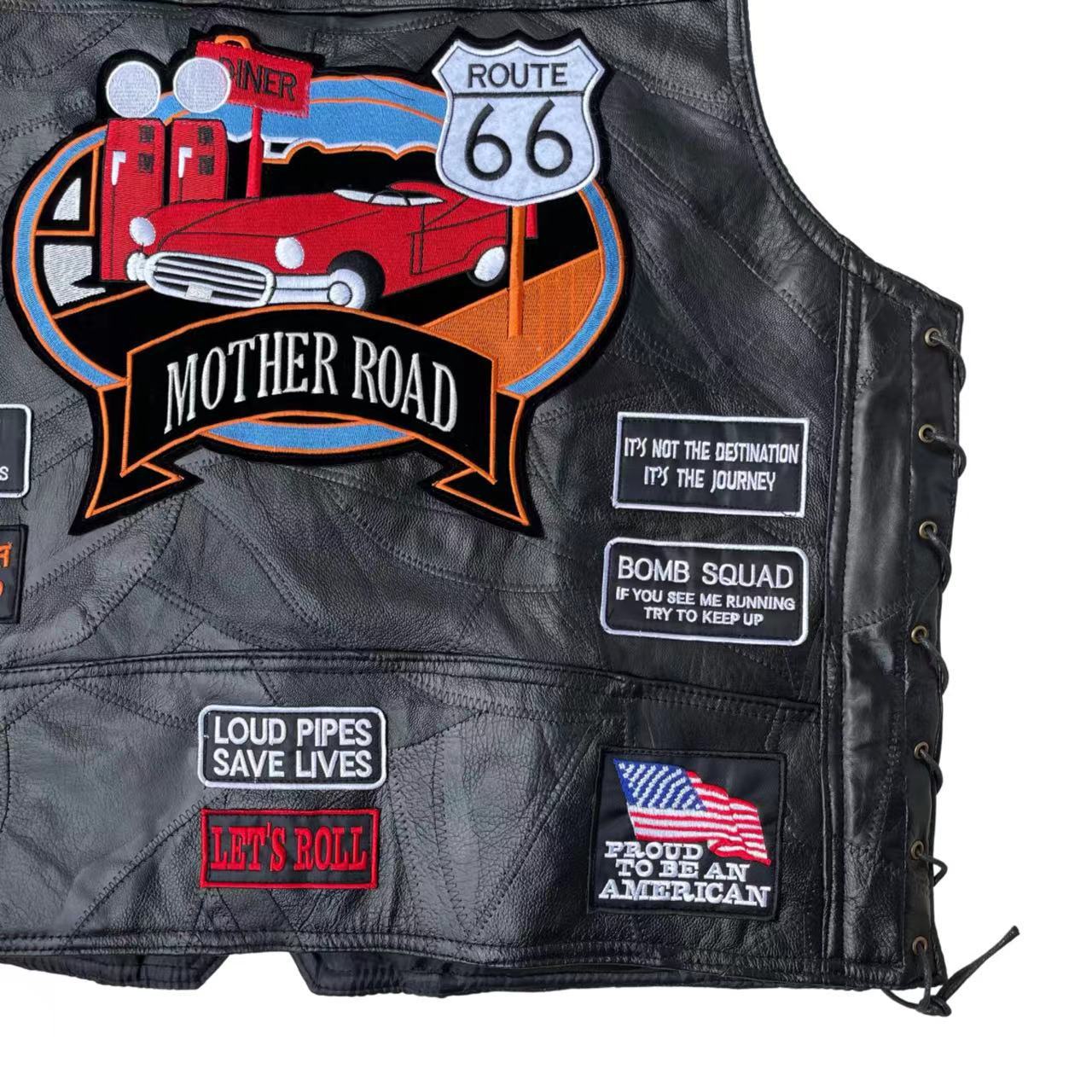 Mother Road Super Cool Embroidered Badge Biker Riding Vest