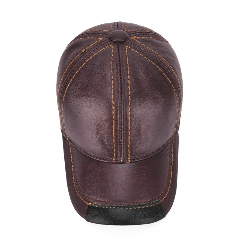 Autumn and Winter Casual Head Layer Cowhide Cap Baseball Cap