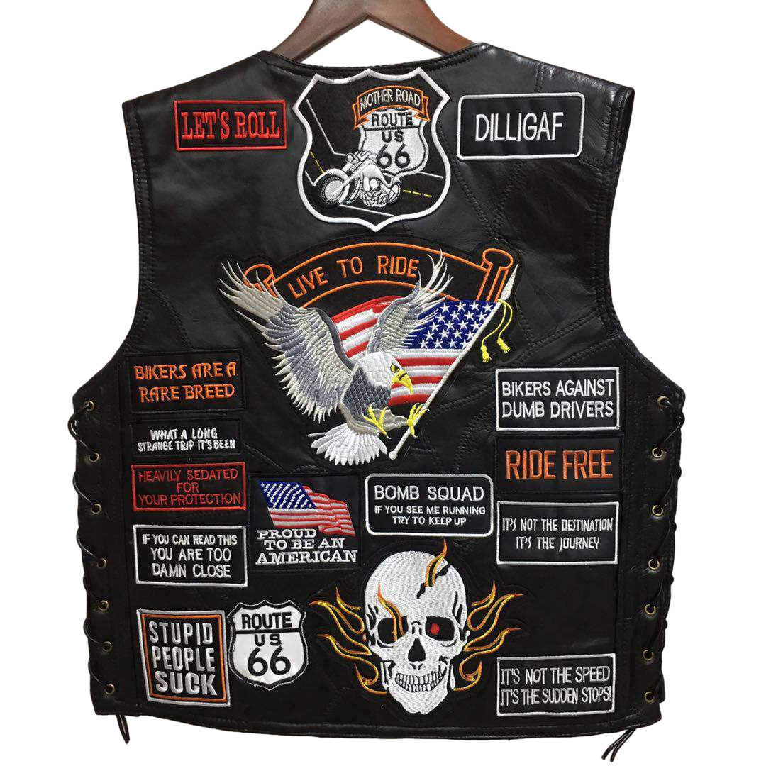 Eagle and Skull Super Cool Embroidered Badge Biker Riding Vest